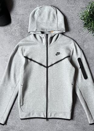 Мужская серая спортивная толстовка кофта zip худи nike tech fleece grey оригинал размер м4 фото