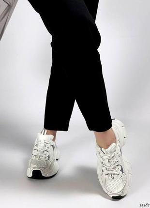 ▪️стиль balenciaga (баленсиага) женские кроссовки новые кожаные весна лето осень сникерсы 36 37 38 39 40 41 натуральная кожа текстиль белые5 фото