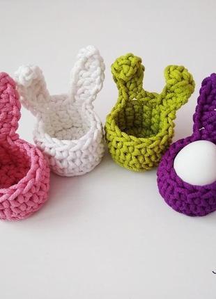 Пасхальные корзинки кролики, подставки для яиц, детские пасхальные корзинки, пасхальный декор5 фото
