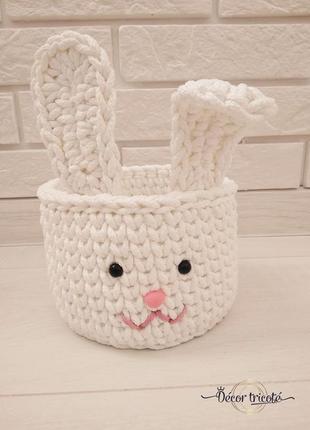 Плетена корзинка "пасхальний кролик", великодній кошик2 фото