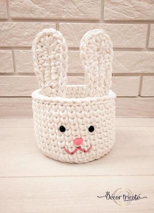 Вязаная корзинка "пасхальный кролик", пасхальная корзинка