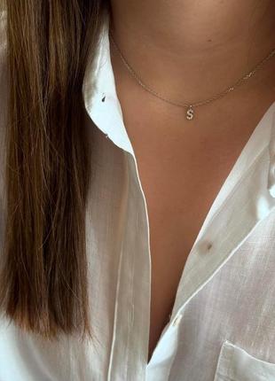 Серебряное колье буквы 9