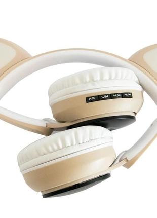 Бездротові навушники st77 led з котячими вушками, що світяться. колір: золотий3 фото