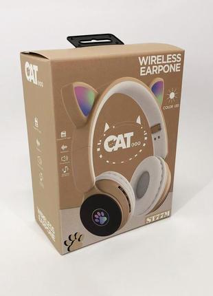 Бездротові навушники st77 led з котячими вушками, що світяться. колір: золотий5 фото