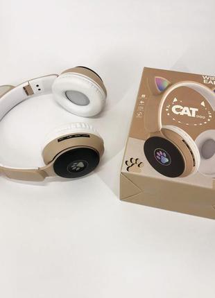 Бездротові навушники st77 led з котячими вушками, що світяться. колір: золотий8 фото