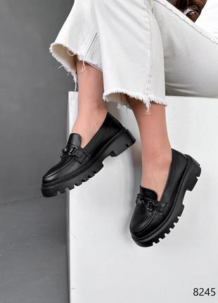 Туфли лоферы женские klara айвори и черные натуральная кожа8 фото