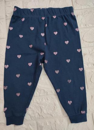 Трикотажные штаны с блестящими сердечками m&amp;s на 1-2 года1 фото