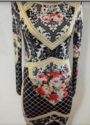 Женское платье с цветочным принтом платья барокко по фигуре3 фото