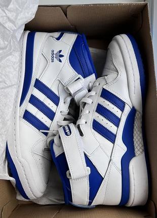 Кеди кросівки adidas originals forum mid біло-сині 42 р