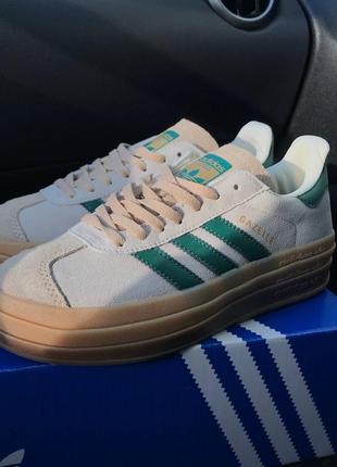 Жіночі кросівки adidas gazelle bold beige green10 фото