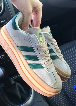 Жіночі кросівки adidas gazelle bold beige green9 фото