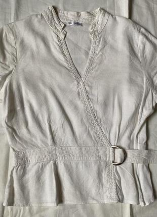 Льняная блуза белая1 фото