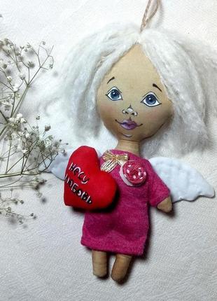Лялечка янголятко кавова. подарунок до дня святого валентина і 8 березня2 фото