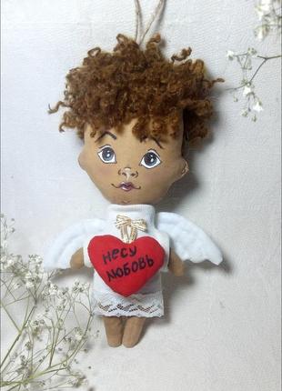 Куколка ангелочек кофейная. подарок ко дню святого валентина и на 8 марта5 фото