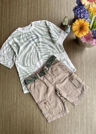 Zara футболка и шорты, комплект с шортами на 7-9 лет