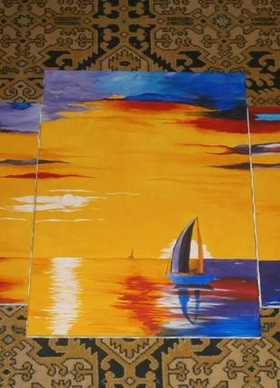 Модульная картина "вечернее море"2 фото