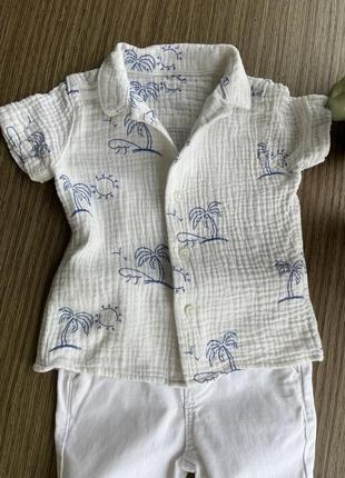 Шорты и рубашка 1 год, муслиновая рубашка, комплект на 9-12 мес4 фото