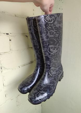 Черные резиновые сапоги retro 227 базовые актуальные стильные элегантные
