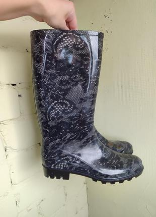 Черные резиновые сапоги retro 227 базовые актуальные стильные элегантные