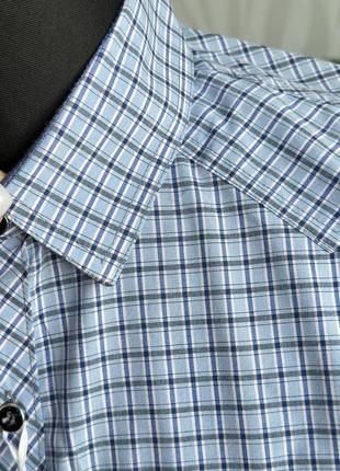 Молодіжна літня сорочка з коротким рукавом в клітинку 46 48 50 52 54 теніска шведка сорочка3 фото