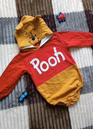 Боди с капюшоном pooh 74 см1 фото