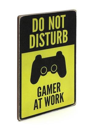 Деревянный постер wood posters "do not disturb. gamer at work. yellow and black"2 фото