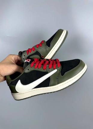 Jordan 1 low x travis scott olive6 фото