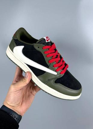 Jordan 1 low x travis scott olive3 фото