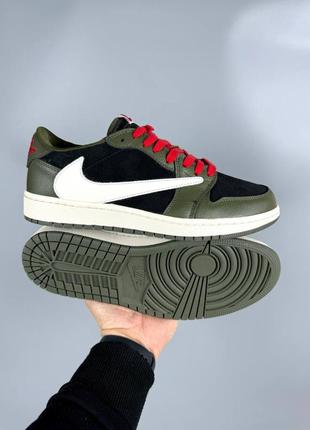 Jordan 1 low x travis scott olive1 фото