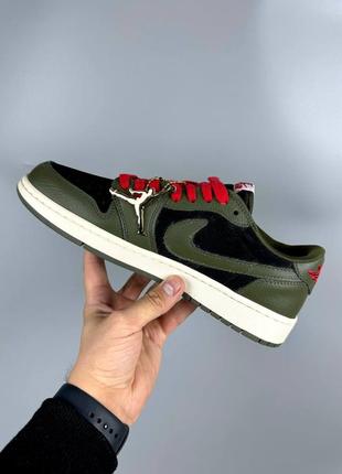 Jordan 1 low x travis scott olive8 фото