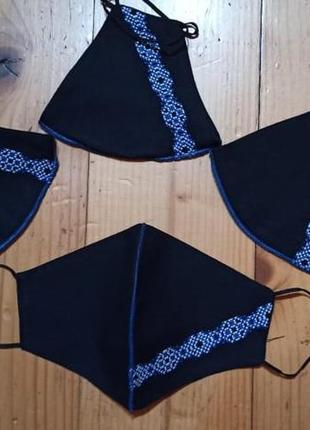 Захисні багаторазові маски з вишивкою (100% бавовна)