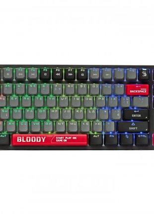 Механическая игровая клавиатура bloody s87 energy red, красные светящиеся, rgb подсветка клавиш, usb, черный