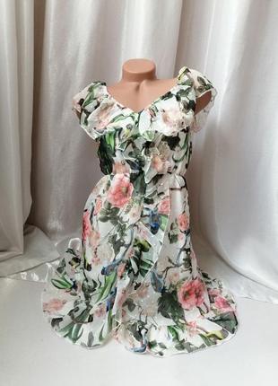 Дуже красива сукня з шифону квітковий принт можна носити у трьох варіантах закривши плечі залишивши8 фото
