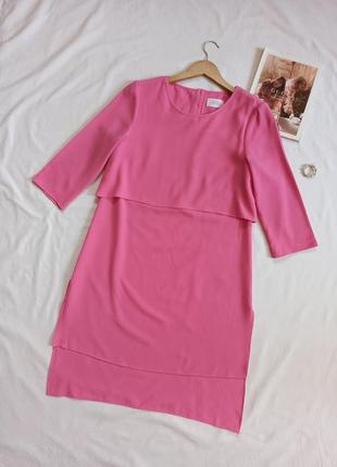 Розовое ярусное платье/туника с вырезами сбоку savida