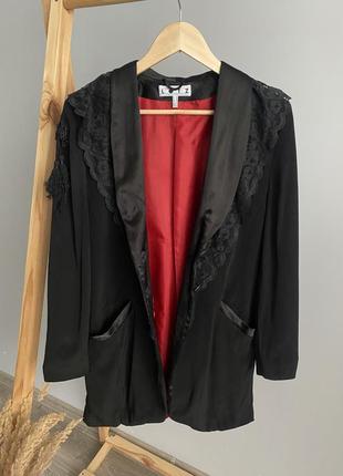 Эксклюзивный винтажный пиджак жакет lotz кружево атлас9 фото