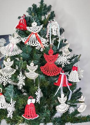Набор из 3 новогодних украшений "ангелочки" / украшения на елку / рождественский декор3 фото