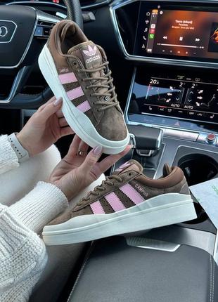 Женские кроссовки adidas originals campus x bad bunny brown pink4 фото