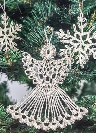 Набор из 3 новогодних украшений "ангелочки" / украшения на елку / рождественский декор6 фото