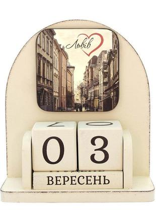 Вечный календарь "города украины. львов ♥", размер 160х140х60 мм4 фото