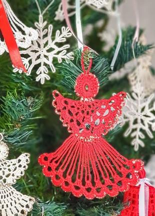 Набор из 3 новогодних украшений "ангелочки" / украшения на елку / рождественский декор5 фото