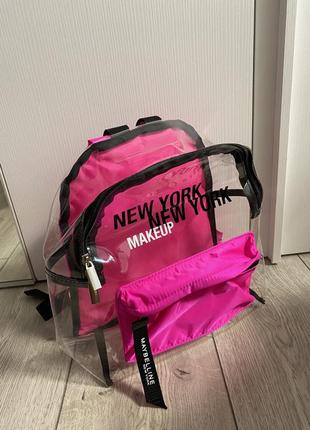 Новий рюкзак maybelline мейбелін мейкап рожевий прозорий маленький міський1 фото