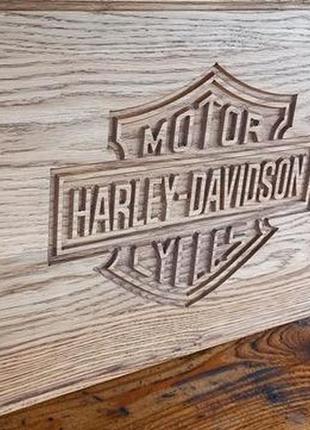 Поднос из натурального дерева с эмблемой harley-davidson4 фото