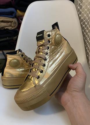 Кроссовки diesel astico gold sneakers