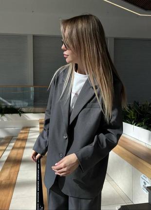 Жіночий костюм брюки палаццо і піджак oversize4 фото