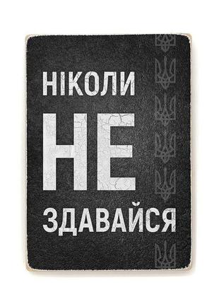 Деревянный постер "ніколи не здавайся"