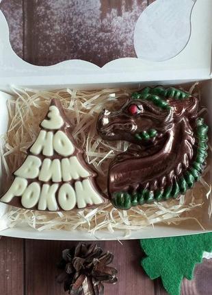 Новорічний шоколадний набір руної роботи truffle bro "рік дракона", 120 грам