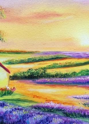 Картина "захід сонця. лаванда", пейзаж, олія, холст7 фото