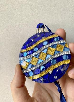 Новогодний декор, украшение на елку шар из мозаики2 фото