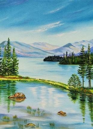 Картина маслом "канада", холст 40х50 см. пейзаж.