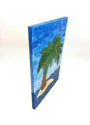 Картина зі скляної мозаїки "пальма на острові"8 фото